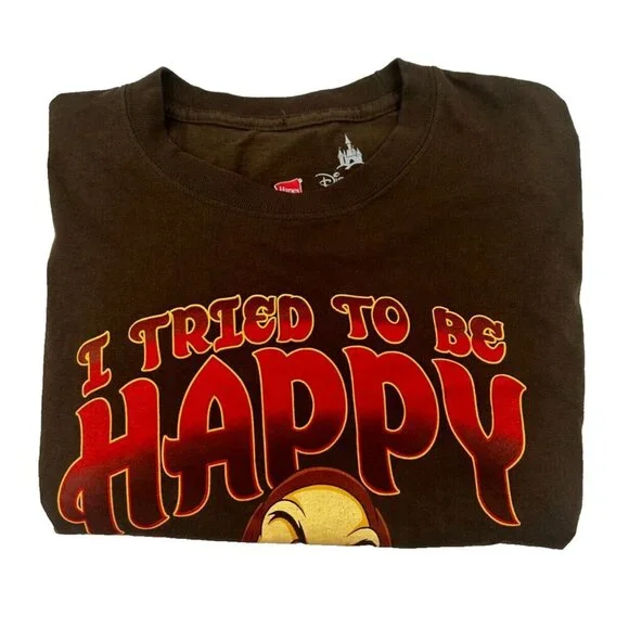 Grumpy Snow White T-Shirt M Disney Parks I Tried To Be Happy Bored Hanes Unisex - Picture 7 of 8